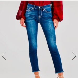 7forallmankind ankle frayed raw hem ankle jeans